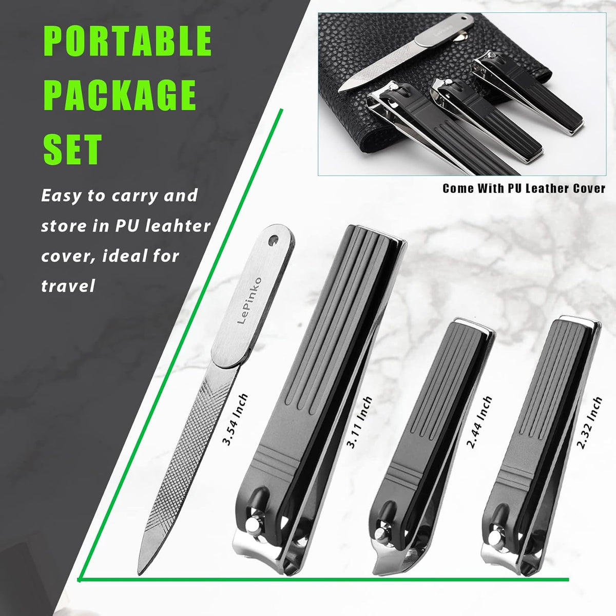 Nail Clippers Set, Toenail Clippers for Thick and Ingrown Nails, Fingernail Cutters for Men Women