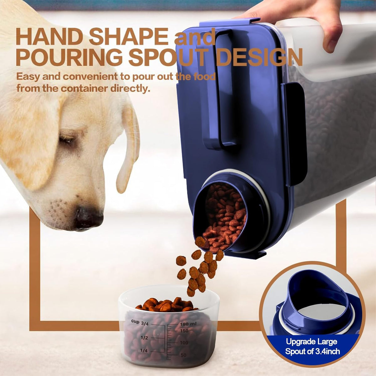 Dog Food Storage Container, 5-7 Lbs Airtight Pet Food Container, Cat Food Container Dispenser with