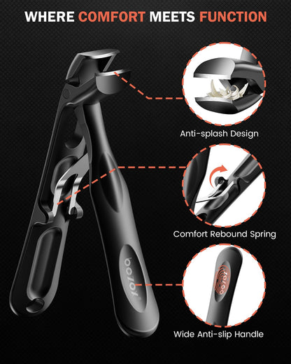 BEZOX Angled Toenail Clippers for Thick Toenails – Long Handle Toe Nail Clippers for Thick Nails