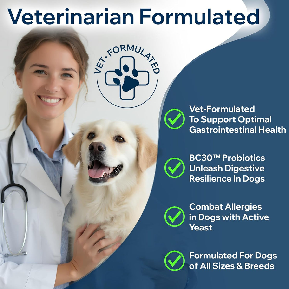 Dog Probiotics for Yeast, Itchy Skin and Itchy Ears, Allergy Relief, Daily Immune Support with