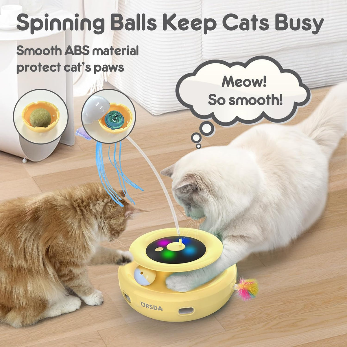 ORSDA Cat Toy, 3-in-1 Automatic Interactive Electronic Moving Ambush Feather, Fluttering Butterfly