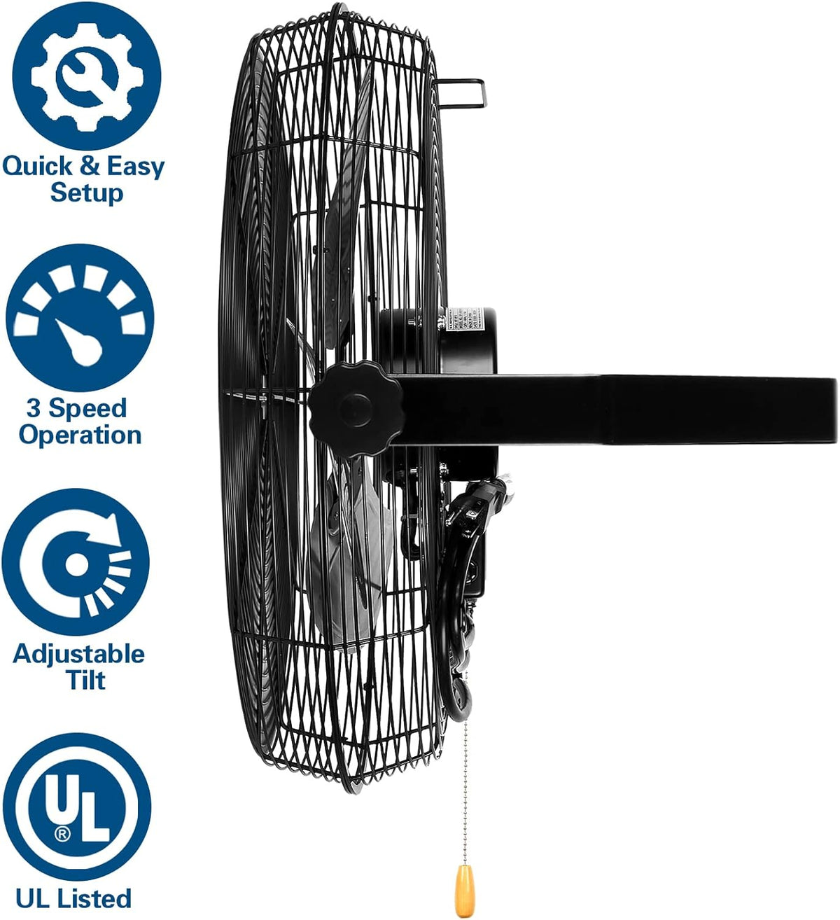 BILT HARD 20 inch Industrial Wall Fan, 4600 CFM, 3-Speeds High Velocity Wall Mount Fan with Sealed
