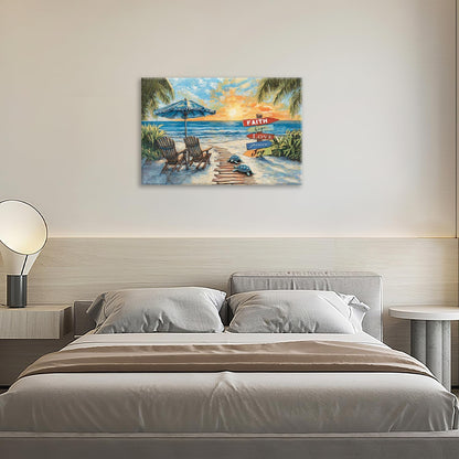 Beach Ocean Bathroom Pictures Wall Art, Seaside Coastal Bathroom Wall Decor, Sunrise Framed