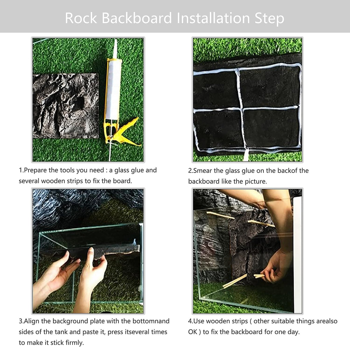 4pcs Rock Terrarium Background,3D Reptile Tank Background Board,Amphibian Stereo Backdrop