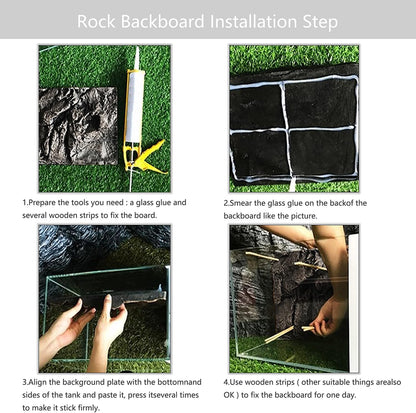 4pcs Rock Terrarium Background,3D Reptile Tank Background Board,Amphibian Stereo Backdrop