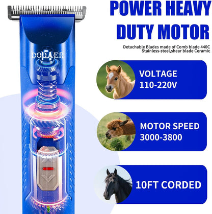 Professional Grooming Electric Corded 2-Speed Horse Clipper with Detachable Blade - Cool & Quiet