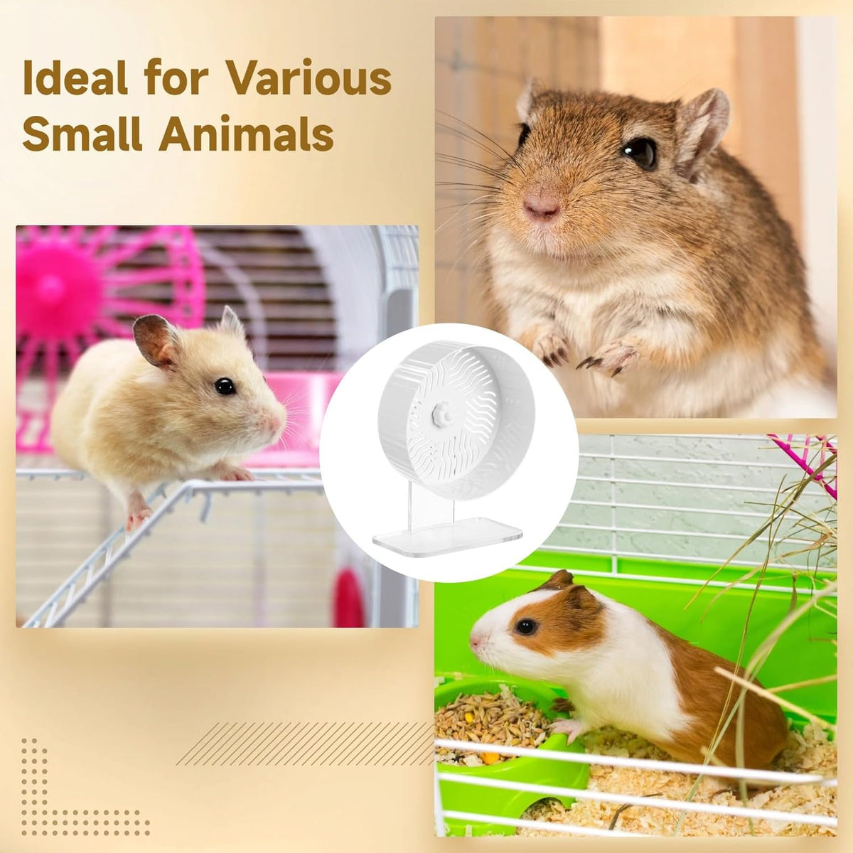 Silent Hamster Wheel, Hamster Exercise Wheel with Adjustable Acrylic Stand, Hamster Exercise Wheel
