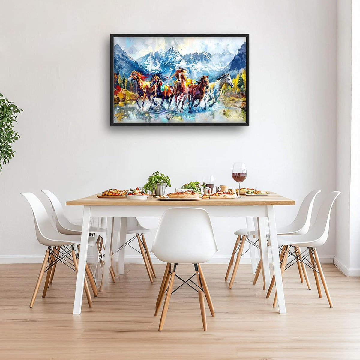 Horse Large Wall Art Running Horses Pictures Colorful Horse Mountain Landscape Wall Decor Wild