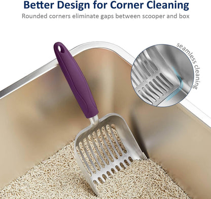WePet Cat Litter Scoop, Aluminum Alloy Sifter, Kitty Metal Scooper, Deep Shovel, Long Handle, Poop