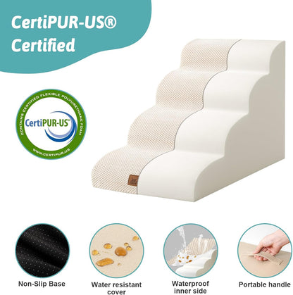 Dog Stairs for Small Dogs 19.7" H, Curved Dog Step for Puppy, Older or Cat, Medium Pet Ramp for