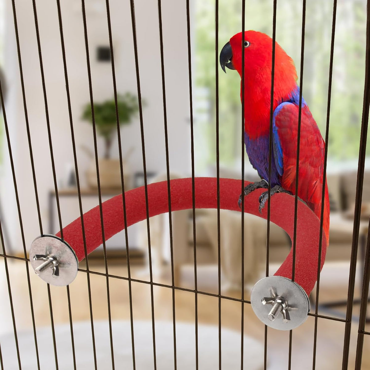 Rypet U Shape Parrot Perch Stand Toy for Paw Grinding Clean Stick Exercise, Rough-Surfaced Quartz