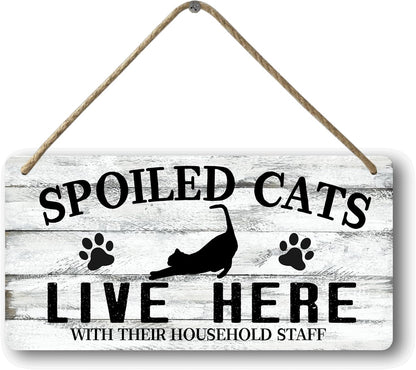 Cat Wall Decor For Cat Lovers Hanging Wood Cat Home Decor Fall Cat Wooden Sign Cat Christmas Decor
