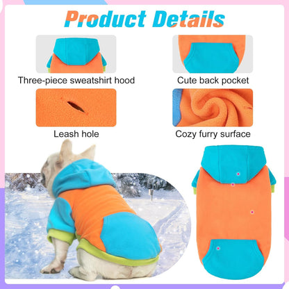 BEAUTYZOO Fleece Dog Hoodie Sweatershirt with Pocket and Leash Hole, Stretchy Small Medium Large