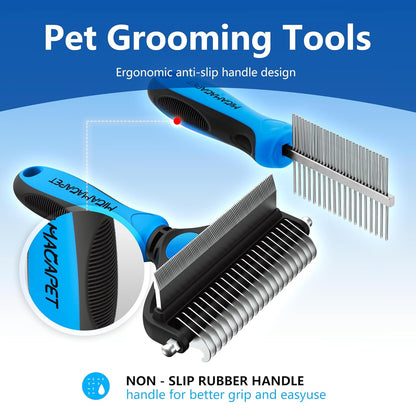 2-in-1 Shedding Brush and Detangling Comb Combo,Stripping Brush for Medium and Large Dogs, Dog and