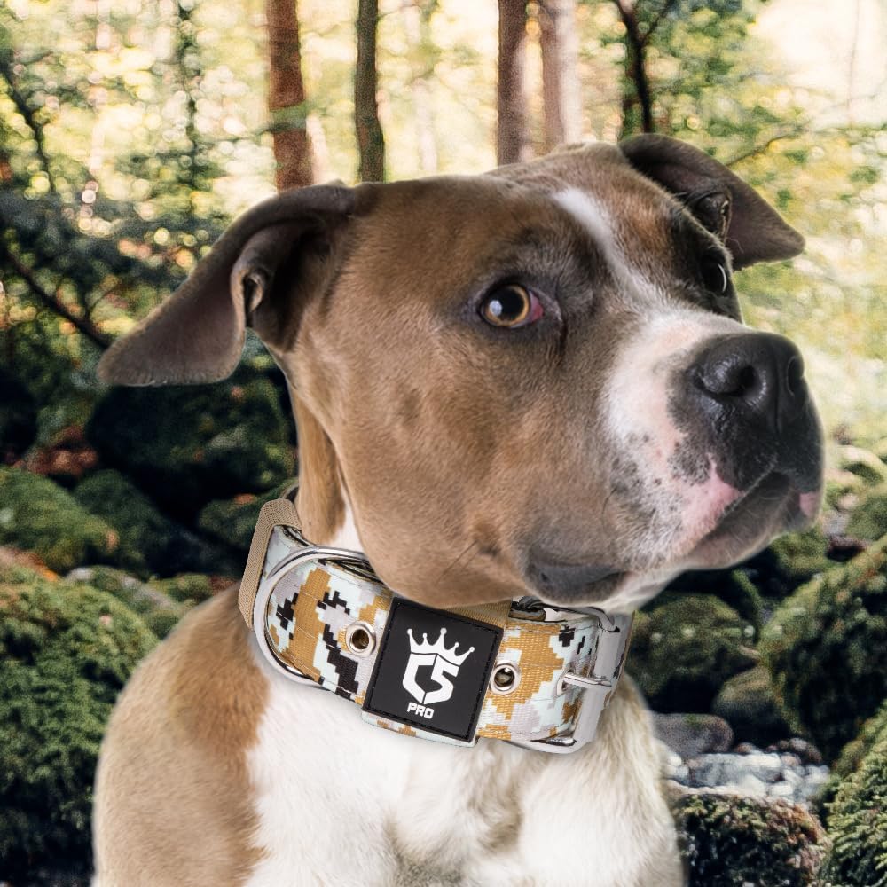 TSPRO Tactical Dog Collar 1.5 Inch Wide Thick Dog Collars with Heavy Duty Metal Buckle, Durable