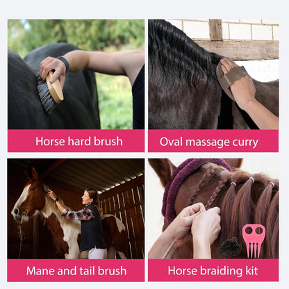 Horse Grooming Kit 13 Piece, Horse Brushes for Grooming Supplies with Tote Bag, Horses Tack Brush