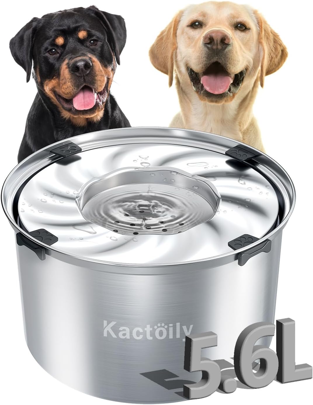 1.5 Gal Dog Water Bowl No Spill, 5.6L Slow Water Bowl for Large Dogs, Slow Drinking Dog Water Bowl