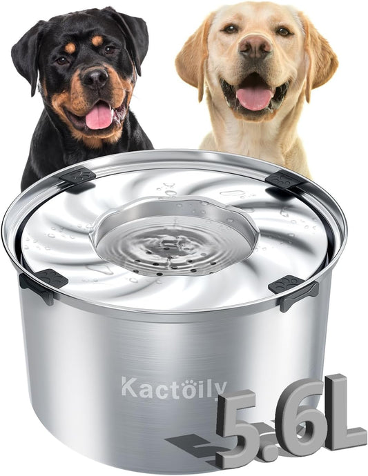1.5 Gal Dog Water Bowl No Spill, 5.6L Slow Water Bowl for Large Dogs, Slow Drinking Dog Water Bowl