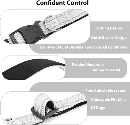Reflective Dog Collar Padded with Soft Neoprene Breathable Quick Release Basic Dog Collars for