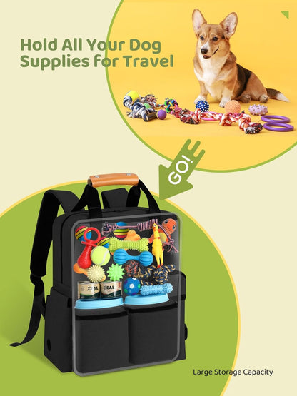 Dog Travel Bag, 25L Airline Approved Dog Travel Backpack for Pet Travel Accessories with 2 Food