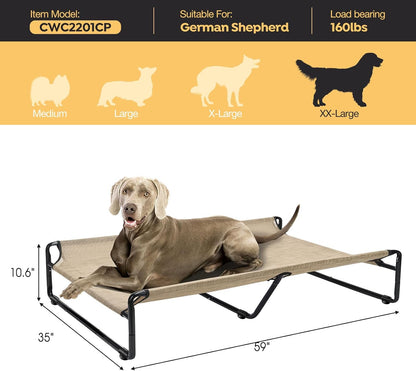 Veehoo Original Outdoor Elevated Dog Bed, Cooling Raised Dog Cot for Large Dogs, Portable Standing