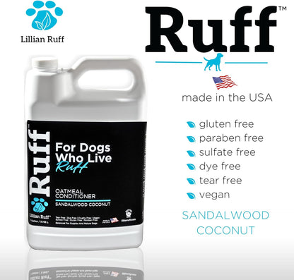 Ruff by Lillian Ruff Sandalwood Coconut Oatmeal Conditioner for Dogs – Moisturize & Soothe Dry