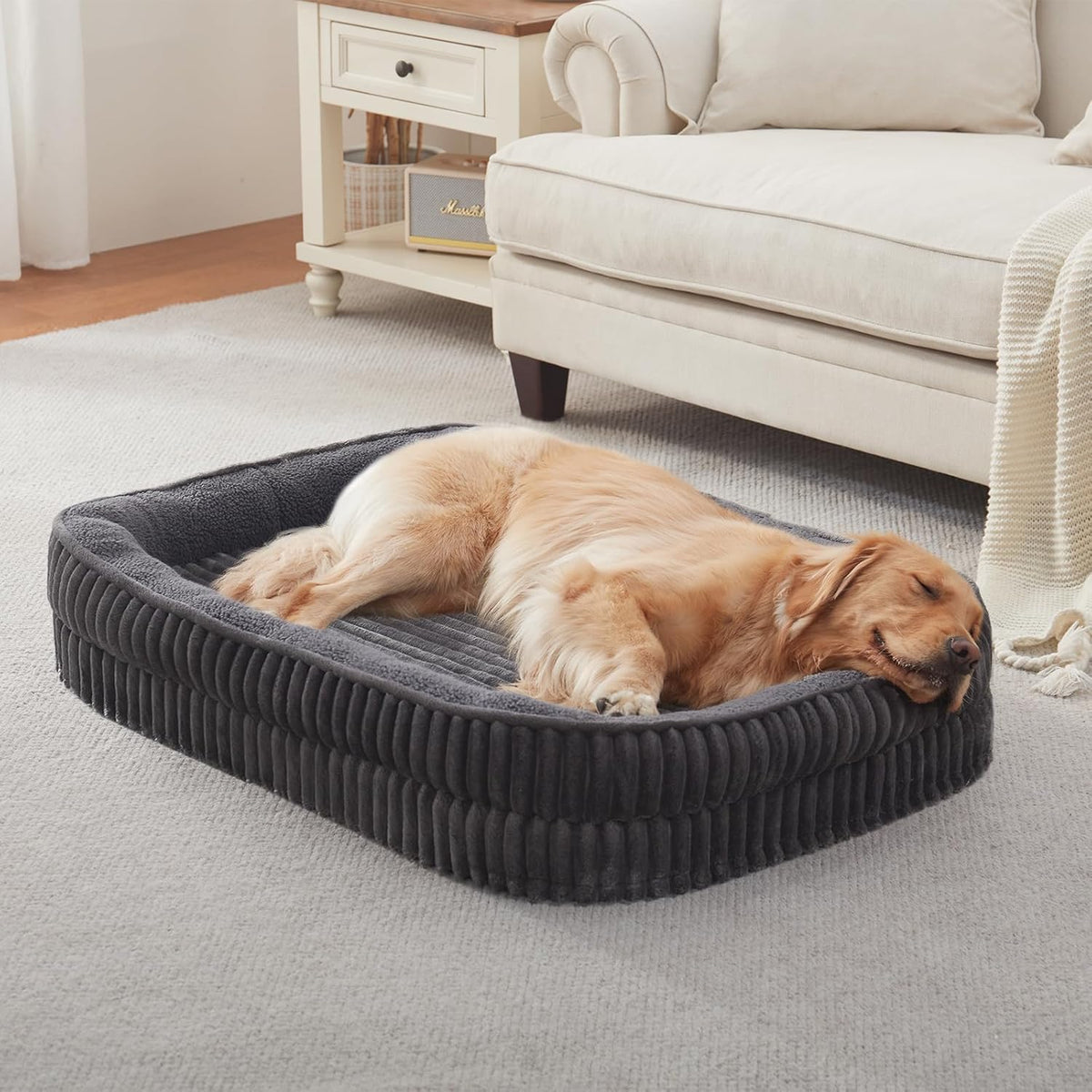 Orthopedic Dog Bed for Large Dogs Breeds, High Density Egg Crate Foam Dog Sofa Beds,Oval Kennel