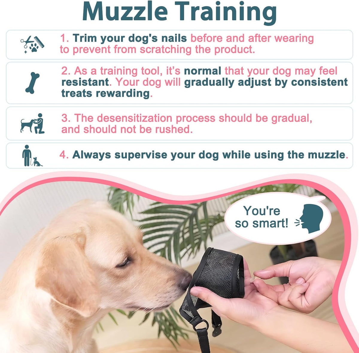 LUCKYPAW Dog Muzzle, Mesh Dog Muzzle for Large Medium Small Dogs, Soft Mouth Guard for Biting