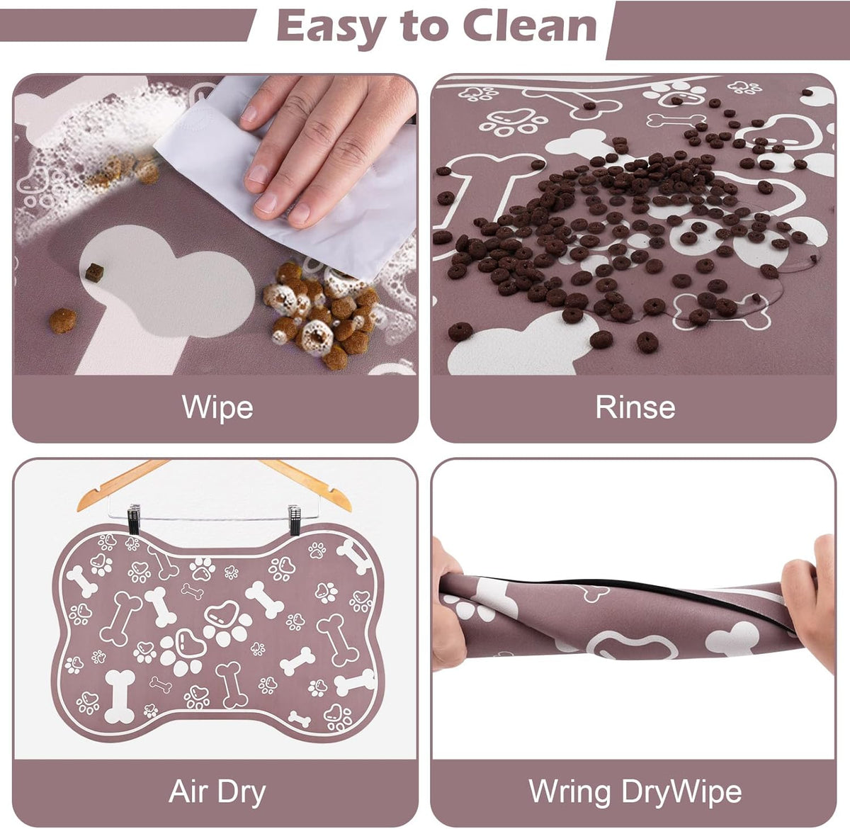 Dog Cat Mat for Food and Water,Rapid Absorbent Pet Feeding Mat, Bone Shaped Dog Placemat Bowl Mat