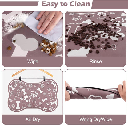 Dog Cat Mat for Food and Water,Rapid Absorbent Pet Feeding Mat, Bone Shaped Dog Placemat Bowl Mat