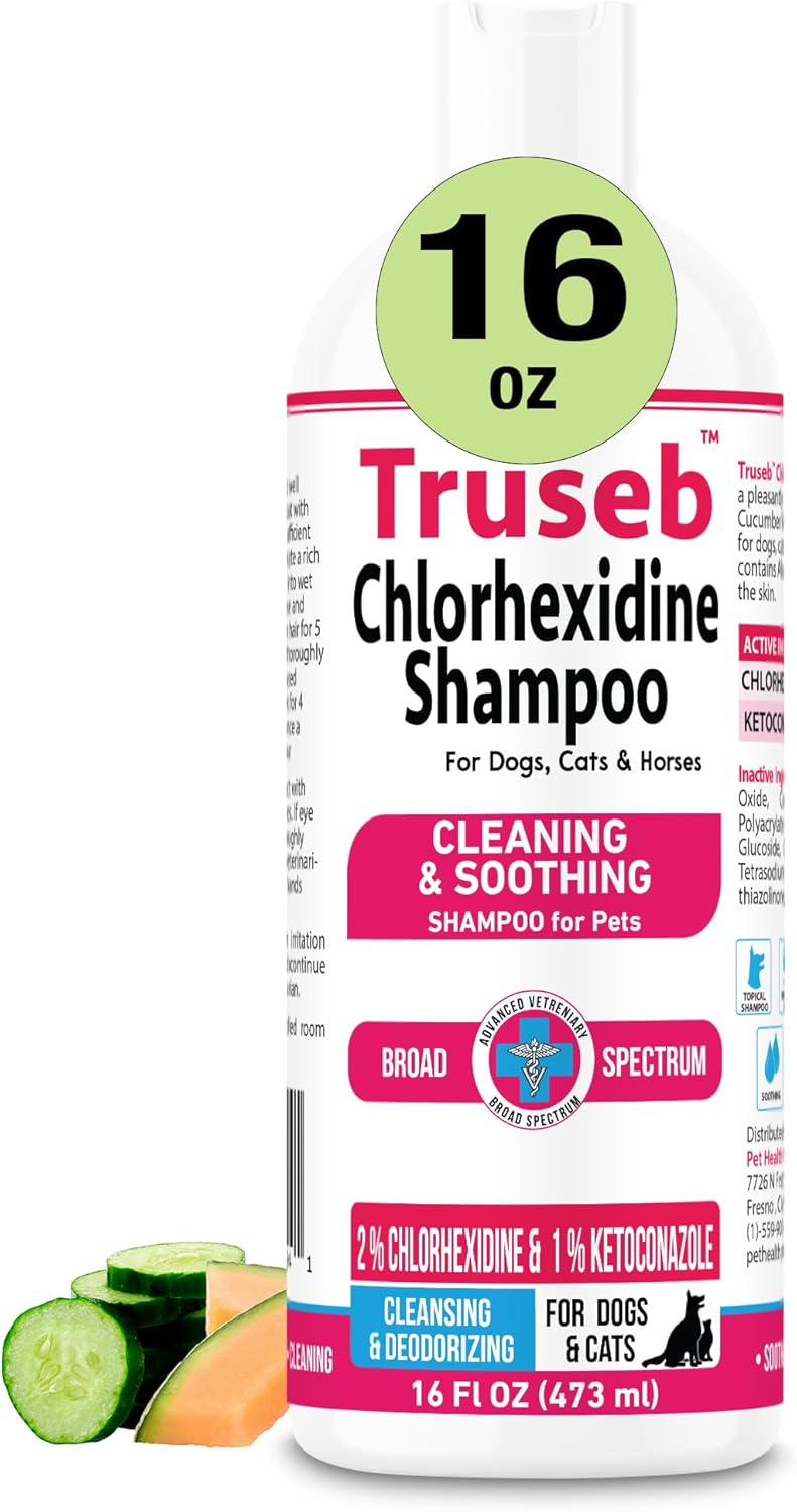 Truseb Topical Ketoconazole and Chlorhexidine Shampoo for Dogs, Cats, and Horses with Aloe - 16 oz