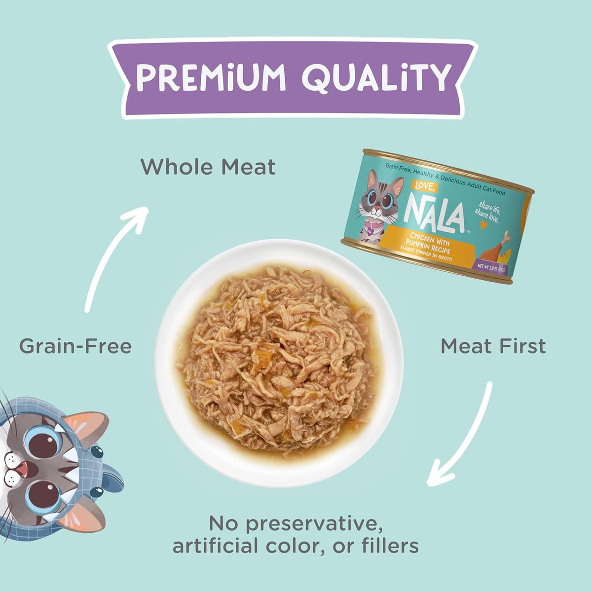 LOVE, NALA - FLAKED Chicken Variety Pack - 24 Pack - Natural Adult Cat Wet Food - Grain Free