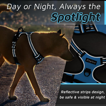 Eagloo Dog Harness Medium Sized Dog, No Pull Service Vest with Reflective Strips and Control