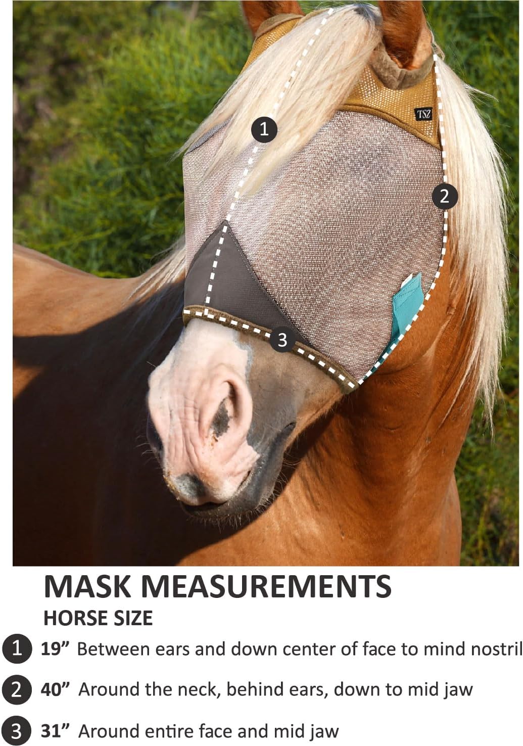 Fly Masks for Horses, 70% Uv-Block, Breathable Fly Mask for Equines, Durable, Comfortable Fit for