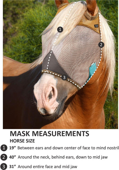 Fly Masks for Horses, 70% Uv-Block, Breathable Fly Mask for Equines, Durable, Comfortable Fit for