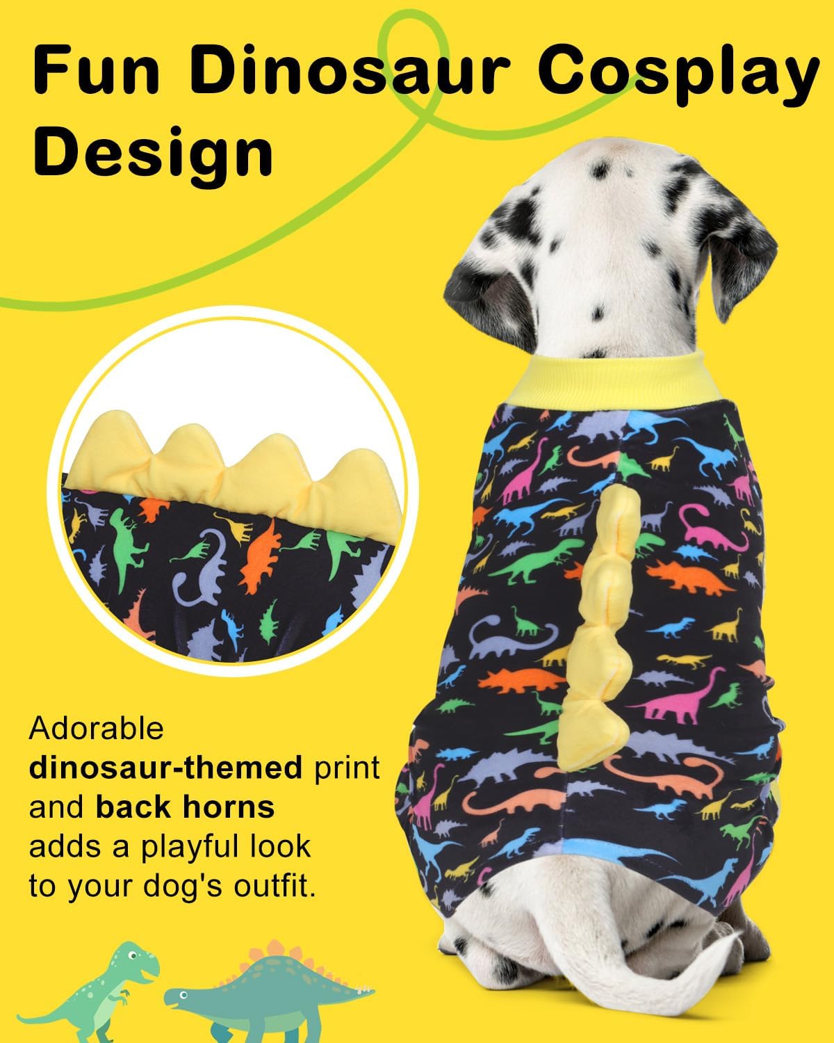 CuteBone Dinosaur Costume Dog Pajamas, Stretchy Spandex Crystal Velvet Sleepwear Coat for Small