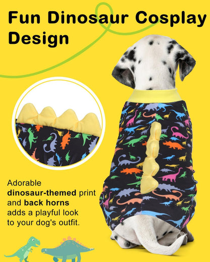 CuteBone Dinosaur Costume Dog Pajamas, Stretchy Spandex Crystal Velvet Sleepwear Coat for Small