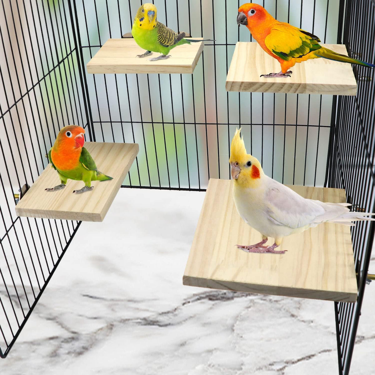 2pcs Bird Perch platform flat Stand Beak Paw Grinding wood for Parrot Parakeet Cockatiel Lovebird