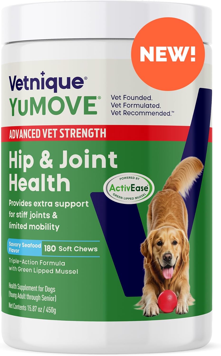 Yumove Hip & Joint Supplement for Dogs with Glucosamine, Hyaluronic Acid, Green Lipped Mussel &