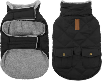 Queenmore Dog Winter Coat Warm Puffer Jacket Waterproof Plush Lining Thermal Cold Weather Vest for