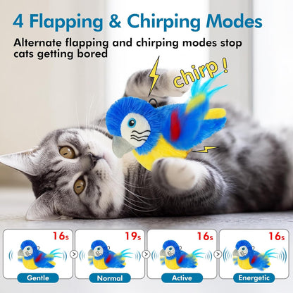 Vannon Cat Toys Flapping Bird(Cannot Fly), Rechargeable Touch Activated Kitten Toy Interactive Cat