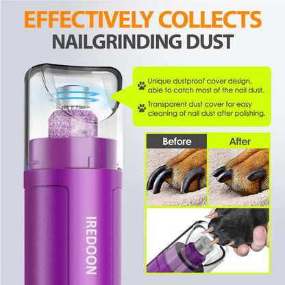 Dog Nail Grinder Upgraded - Professional 3-Speed Super Quiet and Low Vibration Electric Pet Nail