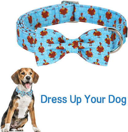 Unique style paws Christmas Dog Collar with Bow Tie Red Elk Cotton Collar Adjustable Puppy Collar