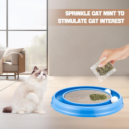 Cat Scratching Board with Balls for Cats Grinding Claw, Round Cat Scratcher Interactive Toy, Cat