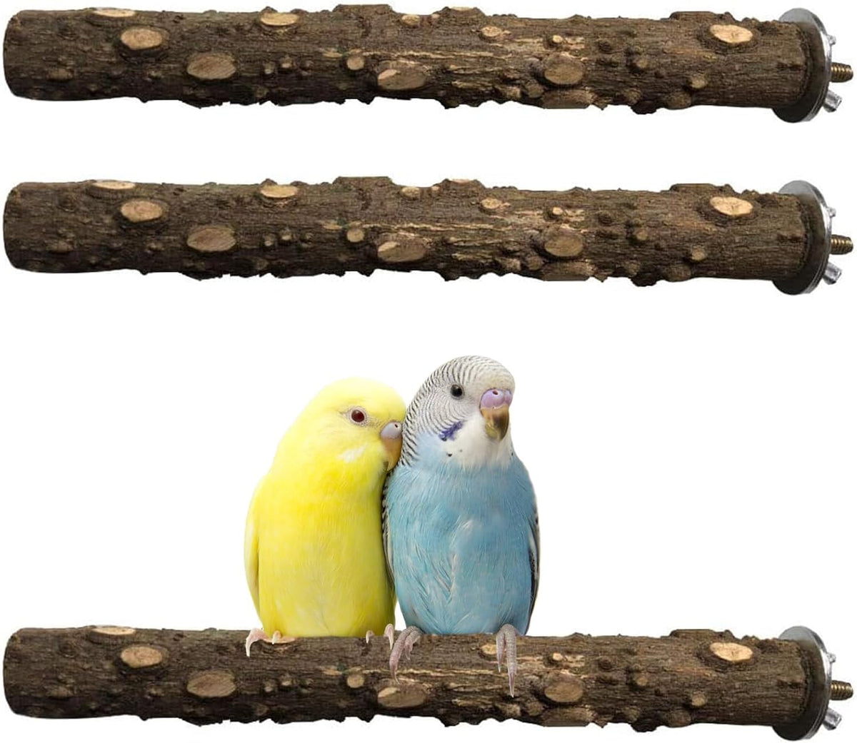 PINVNBY 3Pcs Bird Perches for Cage, Nature Wood Prickly Parrot Stand Toy Paw Grinding Stick for