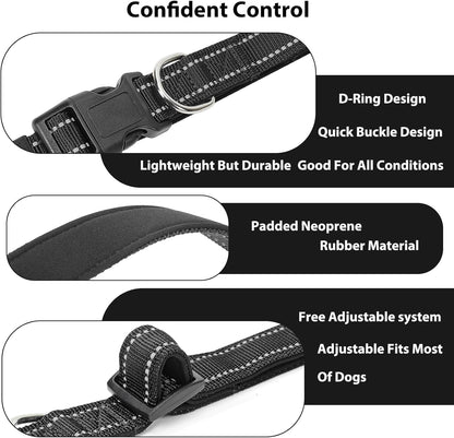 Reflective Dog Collar Padded with Soft Neoprene Breathable Quick Release Basic Dog Collars for
