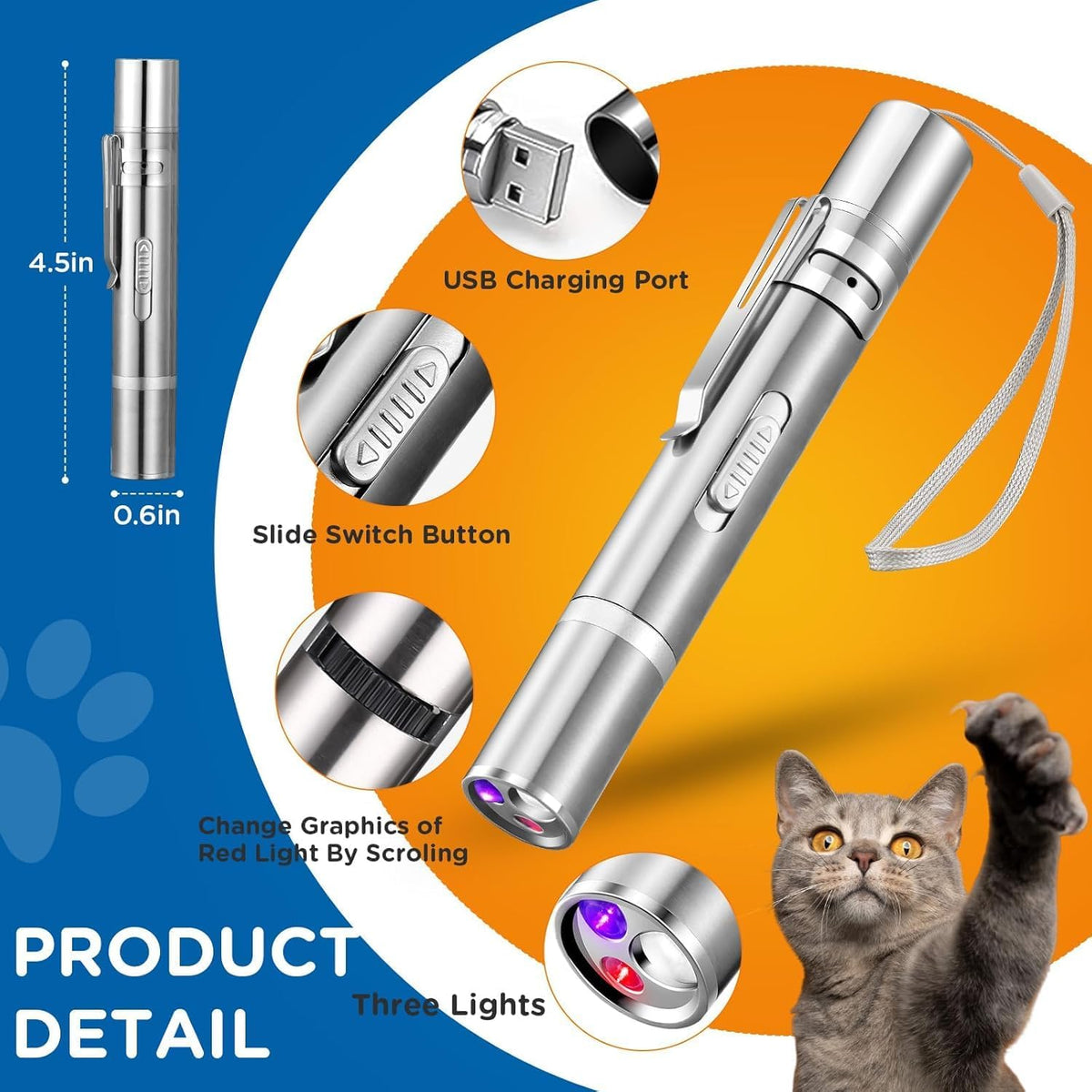 Cat Laser Toy,3-in-1Interactive Cat Toys Automatic Cat Toy with 360° Random Laser & Interactive