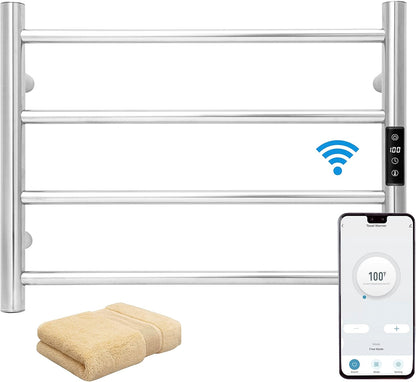 KEG Smart WiFi Towel Warmer Wall Mounted with Built-in Timer and Temperature Adjust Control, 4 Bars