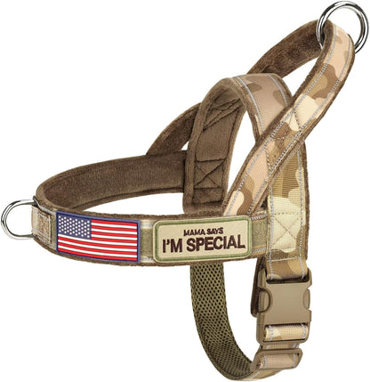 Forestpaw No Pull Dog Harness - Soft Flannel Padded Tactical Dog Vest Harness with Quick Release