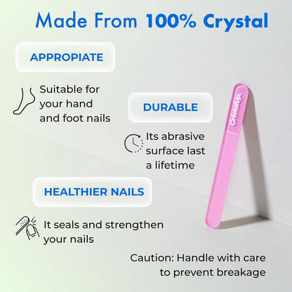 Crystal Nail File 3 in, Glass File Ideal for Purse, Durable, Safe and Gentle on Nails, Perfect for